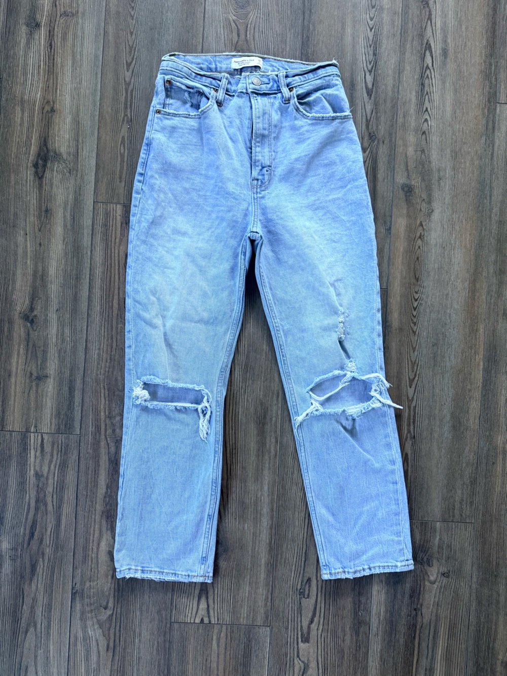 Abercrombie & Fitch Light Blue Distressed Mom Jeans